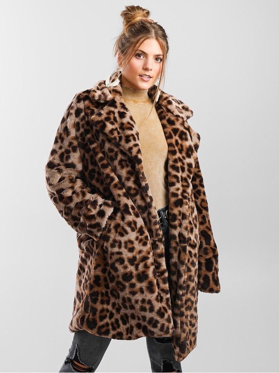 HYFVE Jackets & Blazers - HYFVE Leopard Print Teddy Coat - Brown